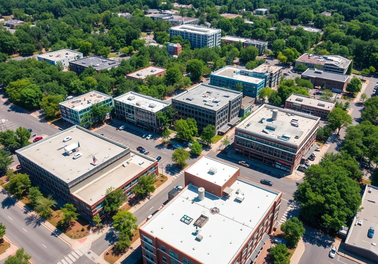 Aerial view of Alpharetta commercial district